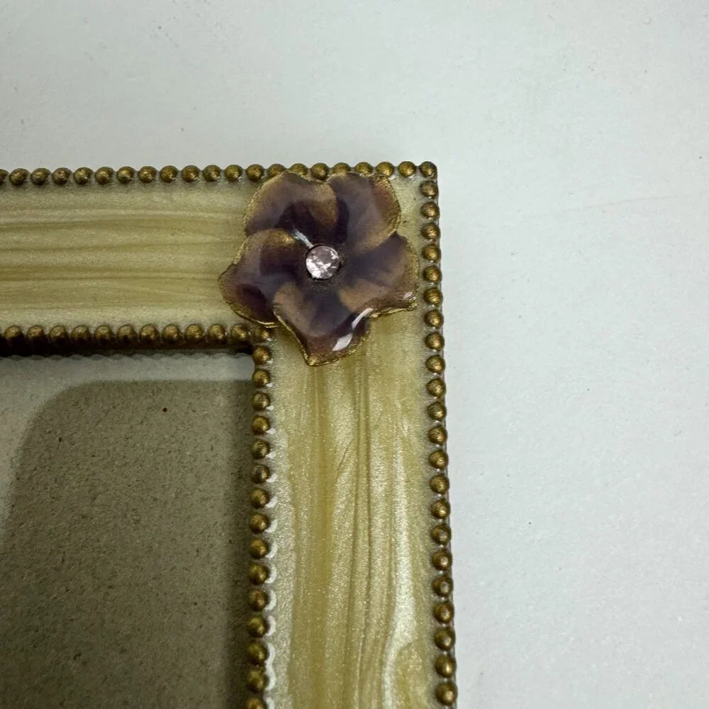 Frame Creme  / Purple Enamel Jemeled Pink Phinestone Jewels